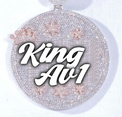 CUSTOM LETTER NECKLACE 3D BIG CROWN DISC sold by The GUU Shop