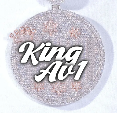 CUSTOM LETTER NECKLACE 3D BIG CROWN DISC sold by The GUU Shop