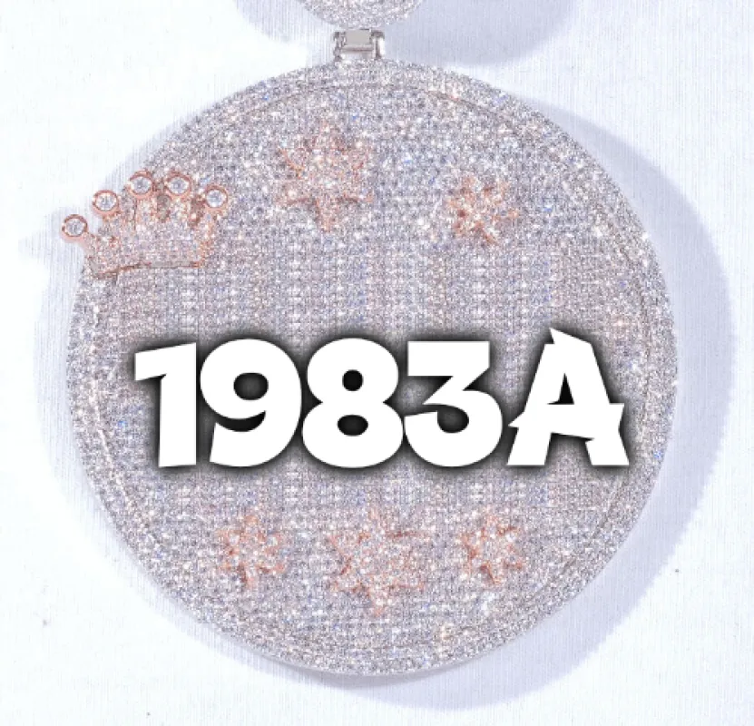 CUSTOM LETTER NECKLACE 3D BIG CROWN DISC made by The GUU Shop