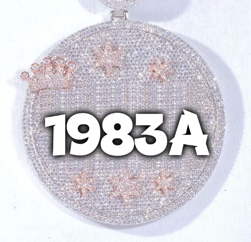 CUSTOM LETTER NECKLACE 3D BIG CROWN DISC sold by The GUU Shop