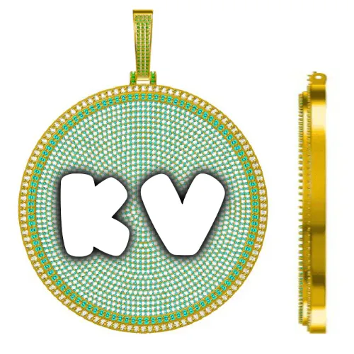 CUSTOM LETTER NECKLACE 3D BIG DISC sold by The GUU Shop