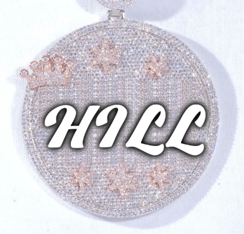 CUSTOM LETTER NECKLACE 3D BIG CROWN DISC made by The GUU Shop