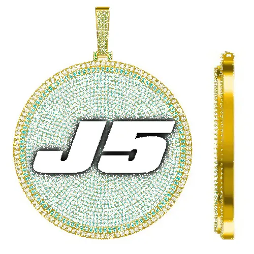 CUSTOM LETTER NECKLACE 3D BIG DISC sold by The GUU Shop