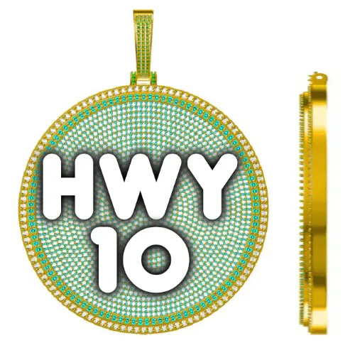 CUSTOM LETTER NECKLACE 3D BIG DISC sold by The GUU Shop