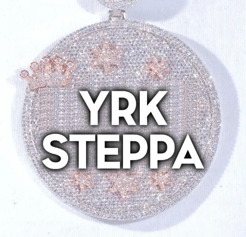 CUSTOM LETTER NECKLACE 3D BIG CROWN DISC sold by The GUU Shop