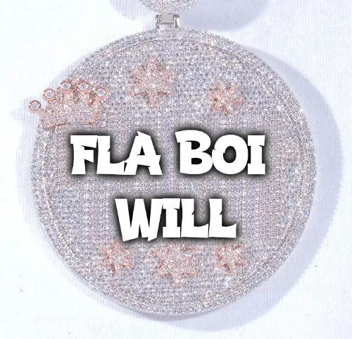 CUSTOM LETTER NECKLACE 3D BIG CROWN DISC sold by The GUU Shop