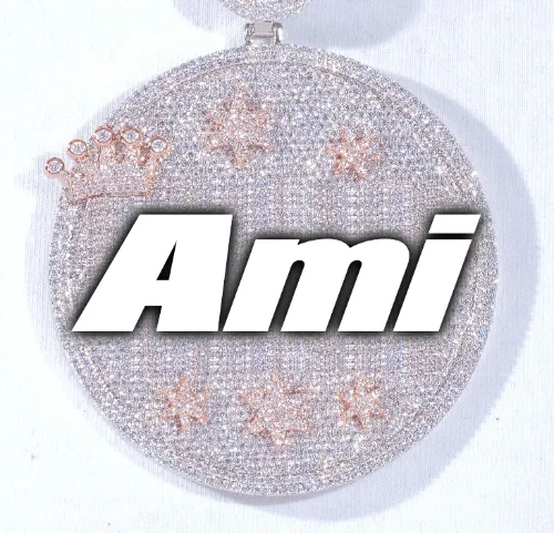 CUSTOM LETTER NECKLACE 3D BIG CROWN DISC sold by The GUU Shop