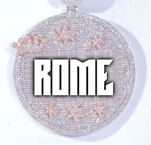 CUSTOM LETTER NECKLACE 3D BIG CROWN DISC sold by The GUU Shop