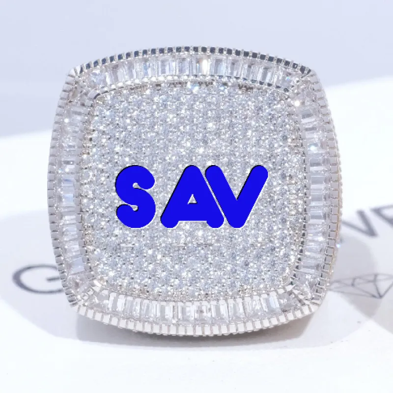 CUSTOM LETTER 3D ICED RING made by The GUU Shop