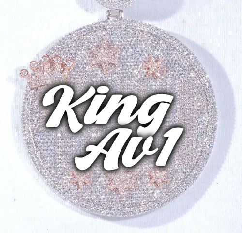 CUSTOM LETTER NECKLACE 3D BIG CROWN DISC sold by The GUU Shop