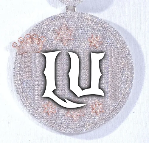 CUSTOM LETTER NECKLACE 3D BIG CROWN DISC sold by The GUU Shop