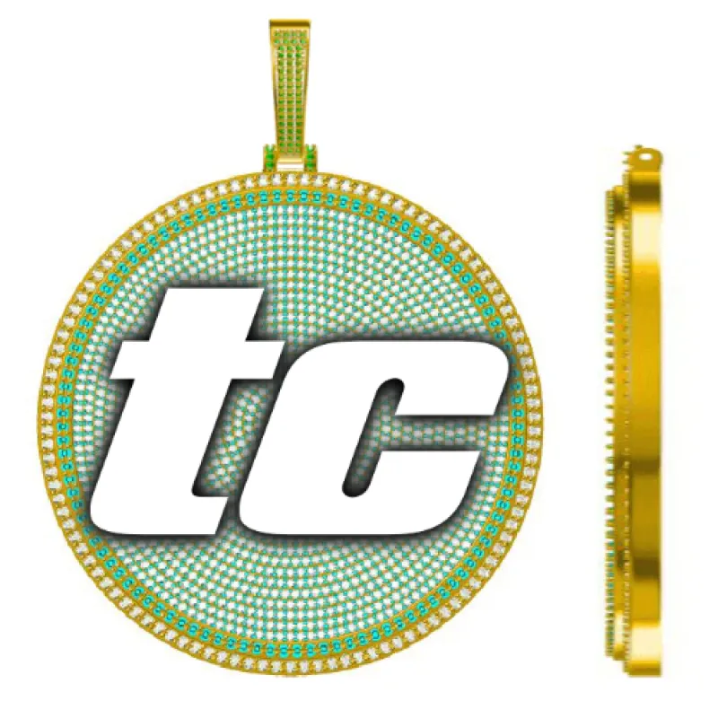 CUSTOM LETTER NECKLACE 3D BIG DISC made by The GUU Shop