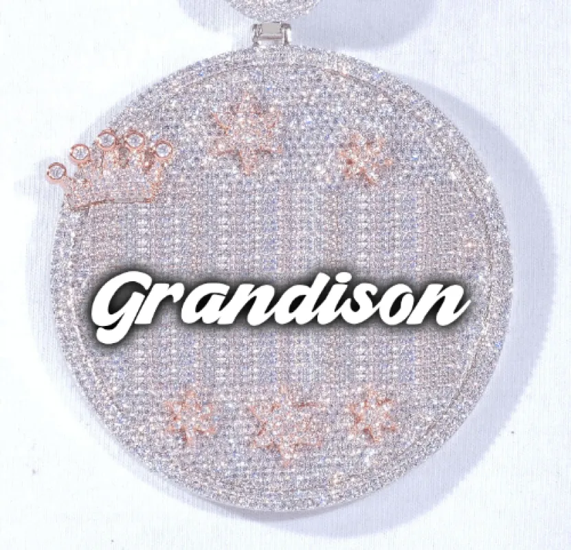 CUSTOM LETTER NECKLACE 3D BIG CROWN DISC made by The GUU Shop