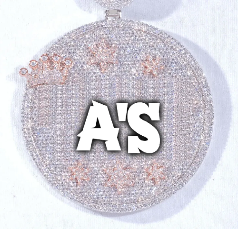 CUSTOM LETTER NECKLACE 3D BIG CROWN DISC made by The GUU Shop