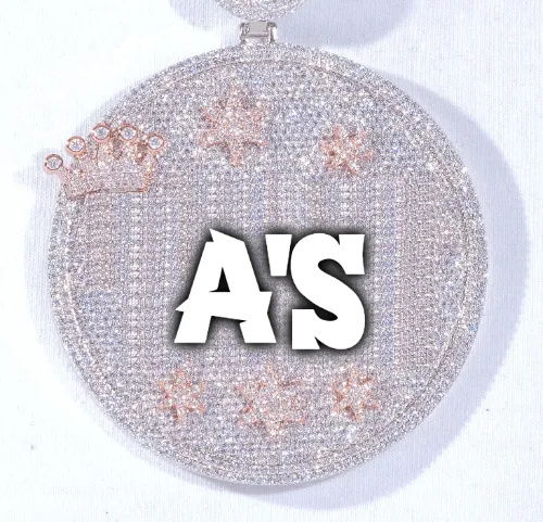 CUSTOM LETTER NECKLACE 3D BIG CROWN DISC sold by The GUU Shop