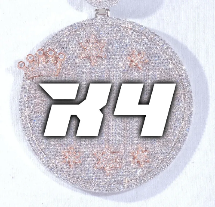 CUSTOM LETTER NECKLACE 3D BIG CROWN DISC made by The GUU Shop