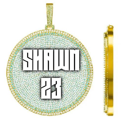 CUSTOM LETTER NECKLACE 3D BIG DISC sold by The GUU Shop