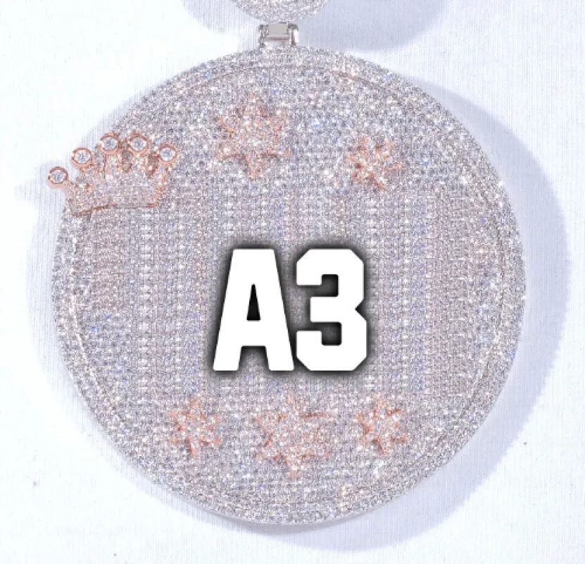 CUSTOM LETTER NECKLACE 3D BIG CROWN DISC made by The GUU Shop