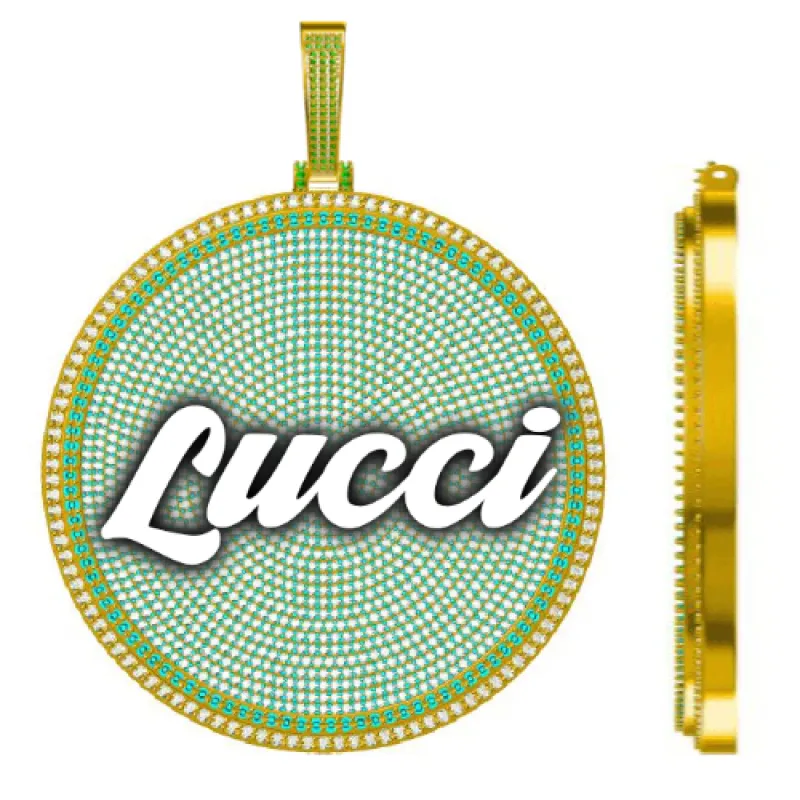 CUSTOM LETTER NECKLACE 3D BIG DISC made by The GUU Shop