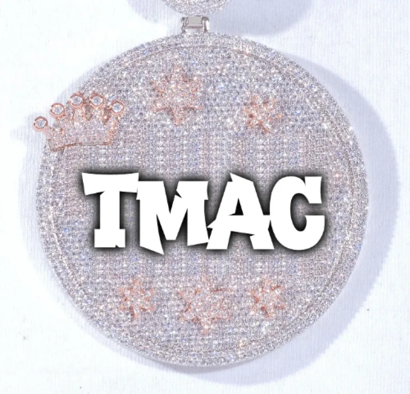 CUSTOM LETTER NECKLACE 3D BIG CROWN DISC made by The GUU Shop