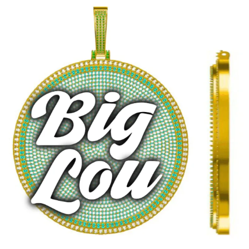 CUSTOM LETTER NECKLACE 3D BIG DISC made by The GUU Shop