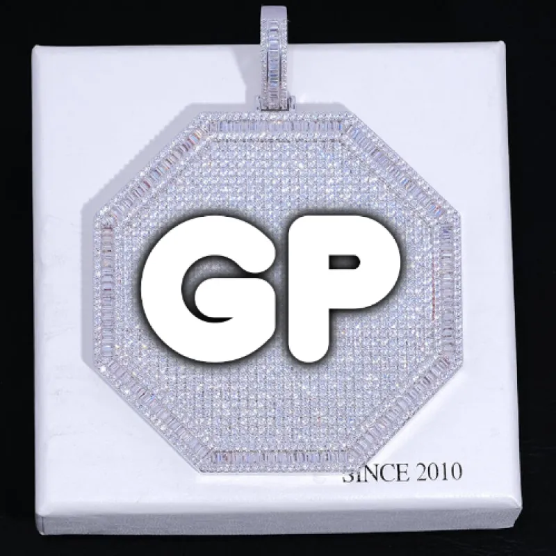 CUSTOM LETTER NECKLACE 3D BIG OCTAGON made by The GUU Shop