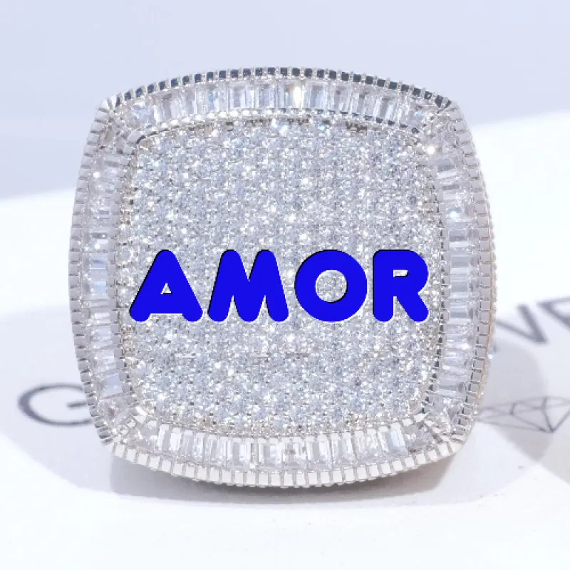 CUSTOM LETTER 3D ICED RING made by The GUU Shop