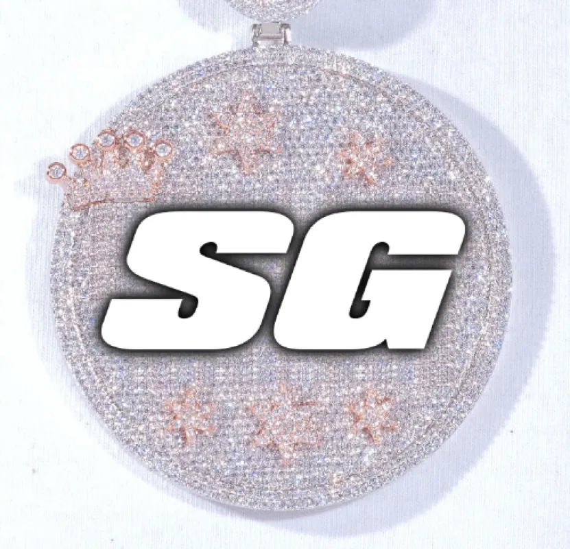 CUSTOM LETTER NECKLACE 3D BIG CROWN DISC made by The GUU Shop