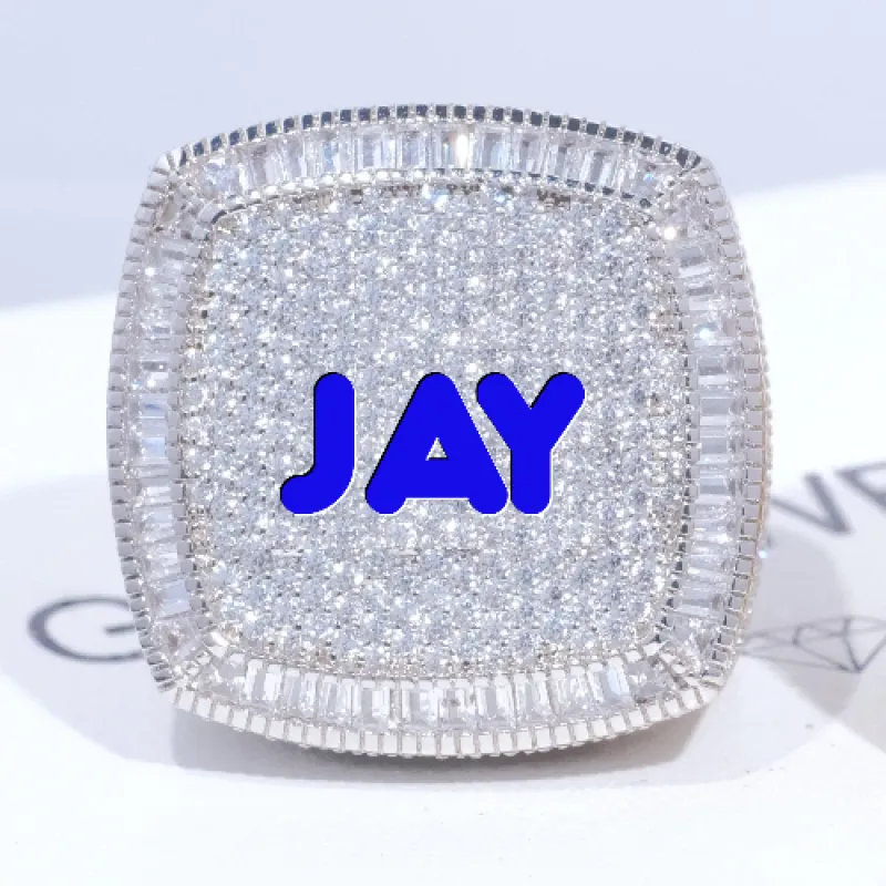 CUSTOM LETTER 3D ICED RING made by The GUU Shop