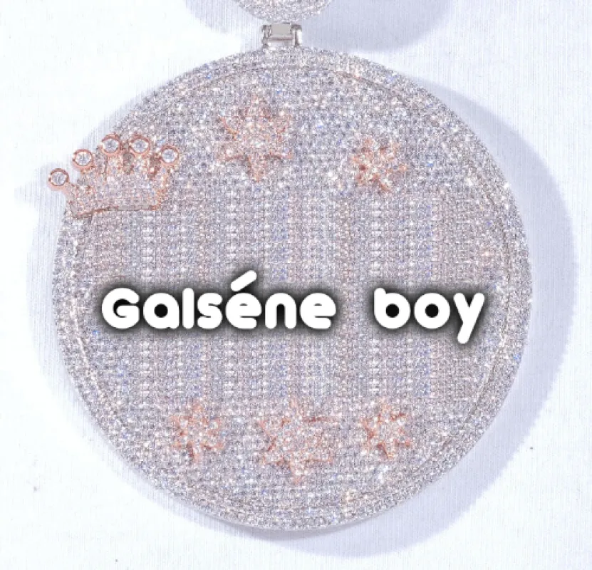 CUSTOM LETTER NECKLACE 3D BIG CROWN DISC made by The GUU Shop
