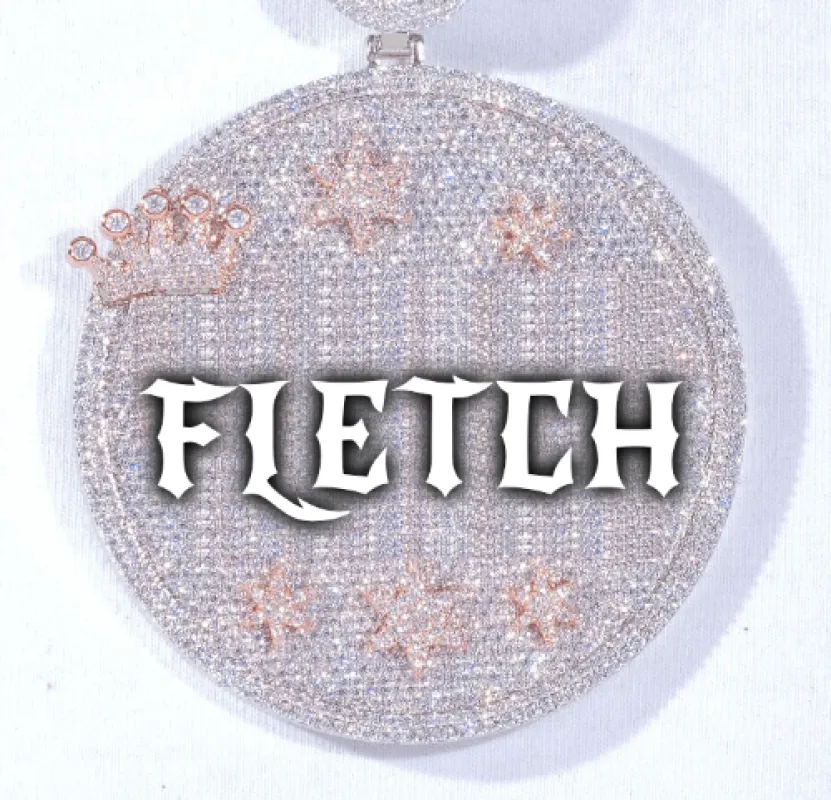 CUSTOM LETTER NECKLACE 3D BIG CROWN DISC made by The GUU Shop