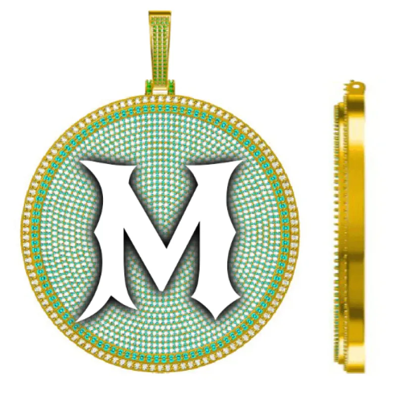 CUSTOM LETTER NECKLACE 3D BIG DISC made by The GUU Shop