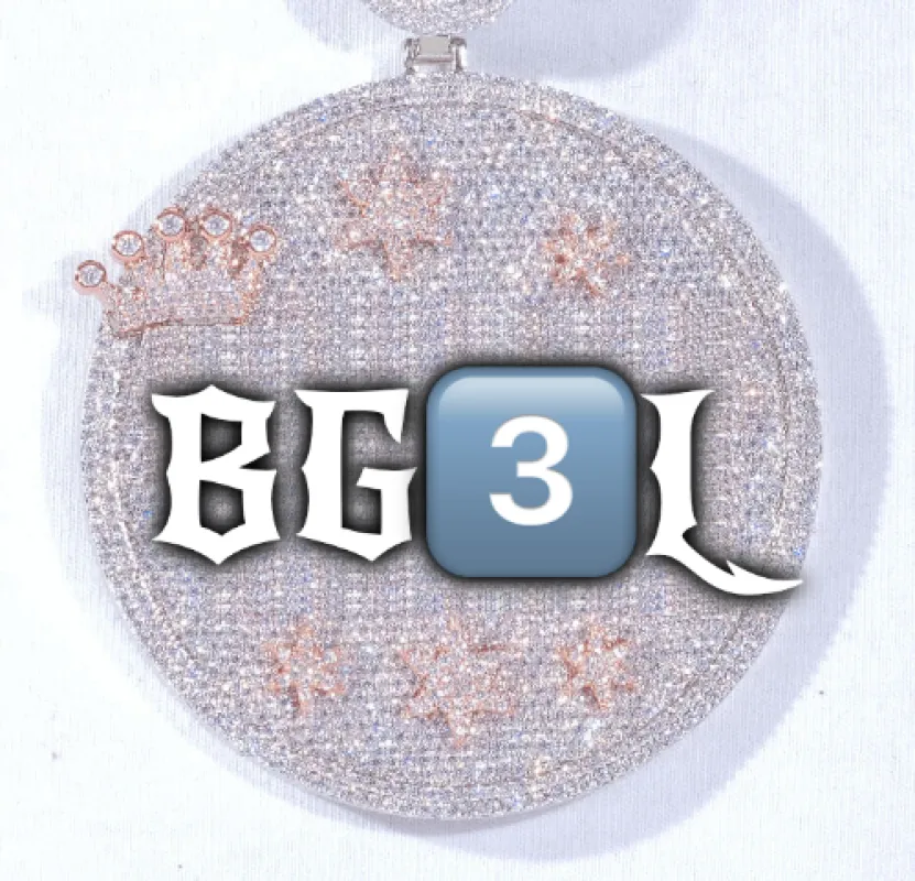 CUSTOM LETTER NECKLACE 3D BIG CROWN DISC made by The GUU Shop