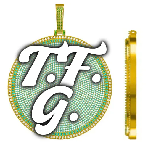 CUSTOM LETTER NECKLACE 3D BIG DISC sold by The GUU Shop