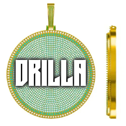 CUSTOM LETTER NECKLACE 3D BIG DISC sold by The GUU Shop