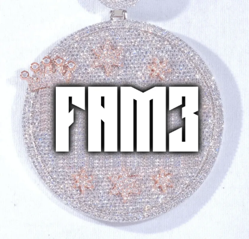 CUSTOM LETTER NECKLACE 3D BIG CROWN DISC made by The GUU Shop