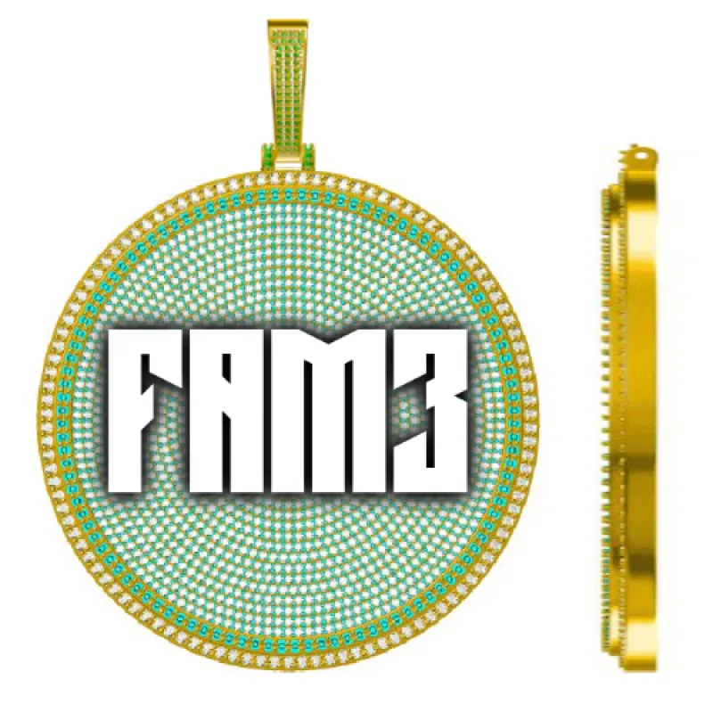 CUSTOM LETTER NECKLACE 3D BIG DISC made by The GUU Shop