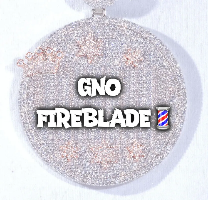 CUSTOM LETTER NECKLACE 3D BIG CROWN DISC made by The GUU Shop