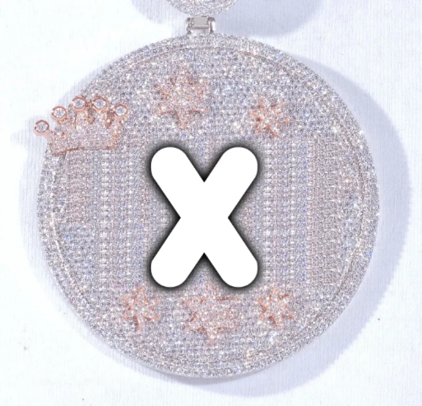 CUSTOM LETTER NECKLACE 3D BIG CROWN DISC made by The GUU Shop