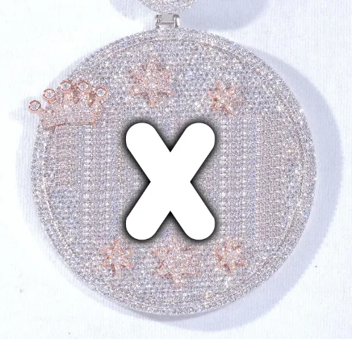 CUSTOM LETTER NECKLACE 3D BIG CROWN DISC sold by The GUU Shop