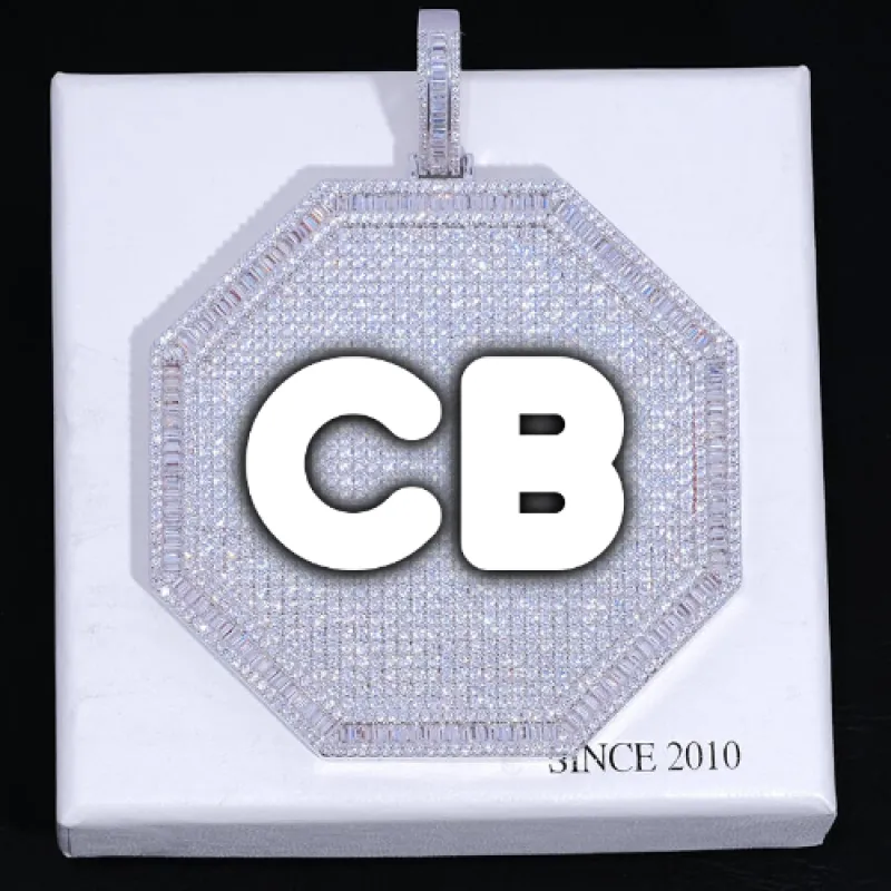 CUSTOM LETTER NECKLACE 3D BIG OCTAGON made by The GUU Shop