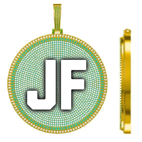 CUSTOM LETTER NECKLACE 3D BIG DISC sold by The GUU Shop