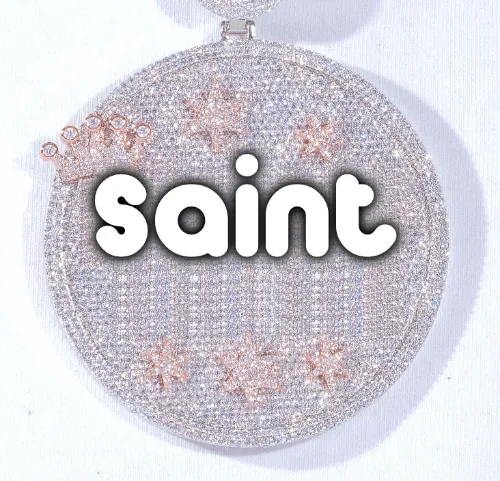 CUSTOM LETTER NECKLACE 3D BIG CROWN DISC sold by The GUU Shop