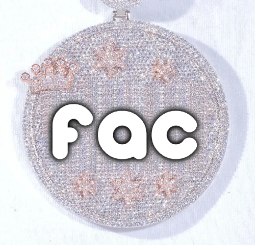 CUSTOM LETTER NECKLACE 3D BIG CROWN DISC made by The GUU Shop