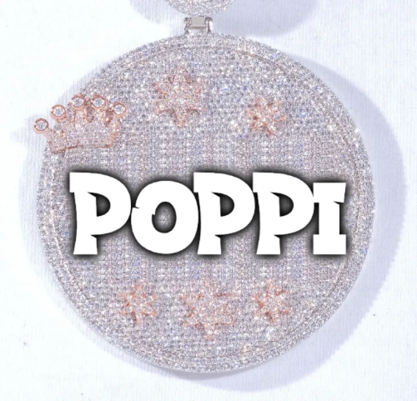 CUSTOM LETTER NECKLACE 3D BIG CROWN DISC made by The GUU Shop