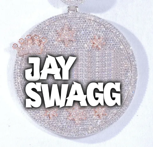 CUSTOM LETTER NECKLACE 3D BIG CROWN DISC sold by The GUU Shop