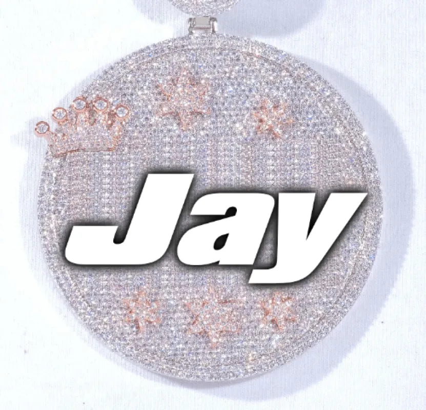 CUSTOM LETTER NECKLACE 3D BIG CROWN DISC made by The GUU Shop