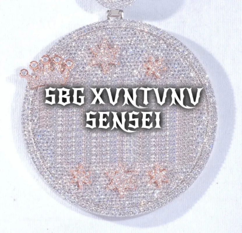 CUSTOM LETTER NECKLACE 3D BIG CROWN DISC made by The GUU Shop