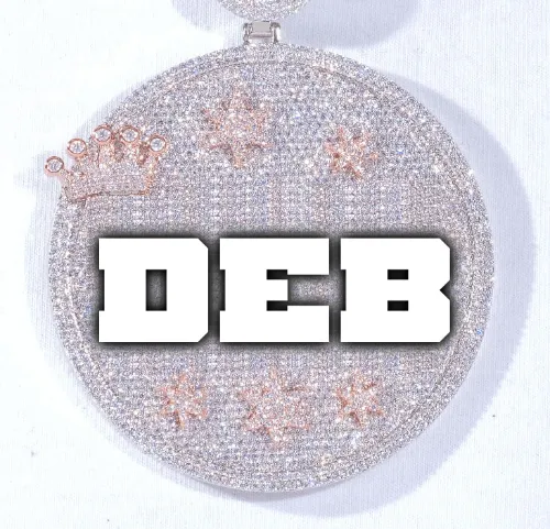 CUSTOM LETTER NECKLACE 3D BIG CROWN DISC sold by The GUU Shop