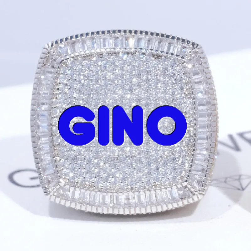 CUSTOM LETTER 3D ICED RING made by The GUU Shop